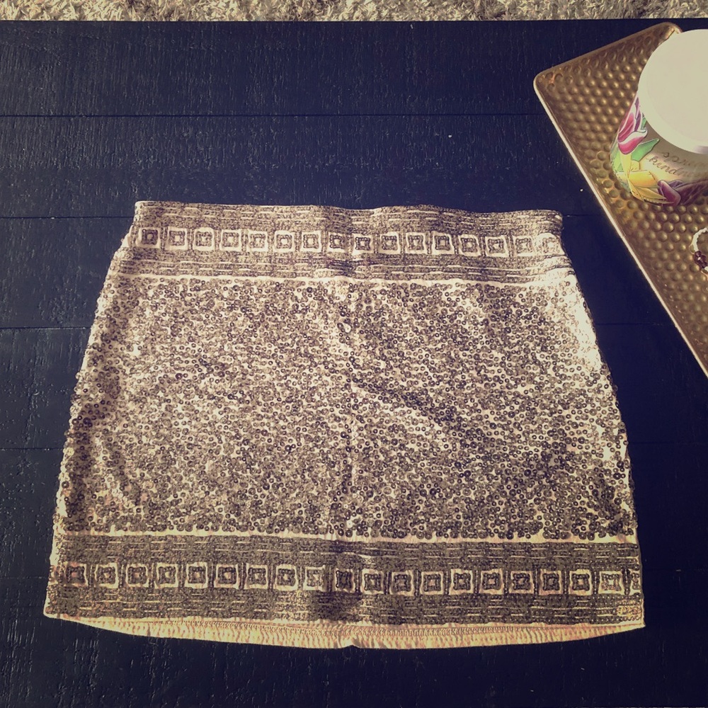 EXPRESS Gold Sequin Skirt